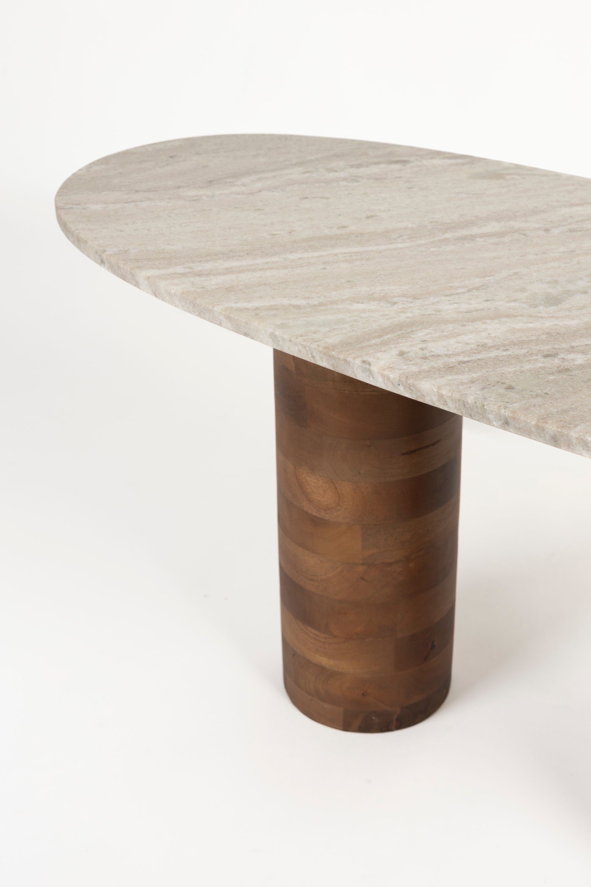 Kouk Mango Wood & Brown Marble Coffee Table